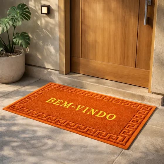 Tapete de Entrada Bem Vindo Antiderrapante - Macarrão - Tapete Porta Casa Decorativo Resistente
