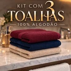 Kit 3 Toalhas de Banho 100% Algodão Macia Alta Absorção Toalha Grande Premium