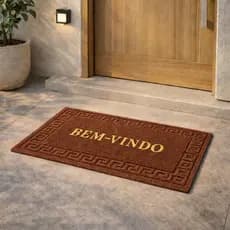 Kit 2 Tapete de Entrada Bem Vindo Antiderrapante - Macarrão - Tapete Porta Casa Decorativo Resistente