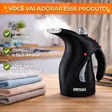 Passadeira a Vapor Portátil 127V Preta Desamassador de Roupas, Secagem Rápida, Compacta e Prática