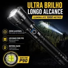 T9 P50/P90 lanterna de luz forte livre LED alta potência Zoom noite pesca bateria lítio longa vida