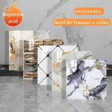 Adesivos de Parede 60x60cm Revestimento em Mármore Placas Adesivas Banheiro Cozinha Lavabo Cerâmica