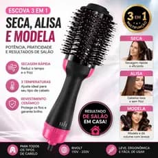 Escova Secadora 110/220v Alisador Elétrica Escova de ar quente Modeladores de cabelo Com 3 Em1 Hair