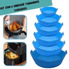 KIT 6 Assadeira forma de silicone air fryer Em Silicone Flexível Lavável forno e microondas