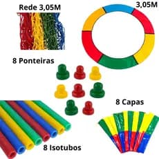 Kit Acessórios para Cama Elástica – Rede de Proteção + Protetores + Capas e Ponteiras Coloridas