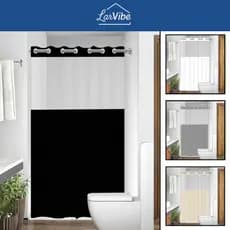 Cortina para Box Banheiro com Visor Ilhós PVC 100% Impermeável Antimofo Resistente Diversas Cores