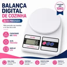 Balança Digital Cozinha 10kg Alta Precisão LCD Eletrônica Para Alimentos Dieta Receitas Confeitaria