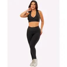 Conjunto Legging Cintura alta e Top Academia Sem Bojo Suplex Calça Poliamida Fitness Feminino