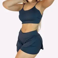 Conjunto Suplex Feminino Fitness Com Top E Short Roupa Treino Feminina De Academia
