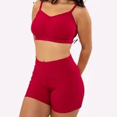 Short e Top Corrida Conjunto Fitness Academia Poliamida Zero Transparencia Feminina Cintura Alta