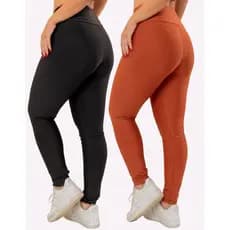 Kit 2 Legging Fitness Pronta Entrega Zero Transparência Grossa Leg Lisa Costura Reforçada Poliamida