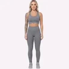 Conjunto Legging Cintura alta e Cropped Academia Sem Bojo Suplex Calça Poliamida Fitness Feminino