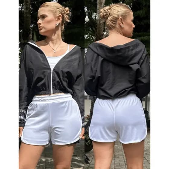 Shorts Zero Transparência Fitness Cintura Alta Academia Com Bolso Porta Celular Bermuda Feminino