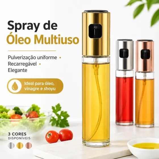 Spray de Óleo Multiuso Recarregável de Vidro para Cozinha – Pulverizador para Óleo, Vinagre e Shoyu