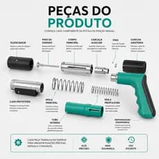 Pistola de Fixação Manual para Pinos com Maleta e Óculos de Proteção | Ferramenta Compacta para Trilhos, Canaletas e Ins