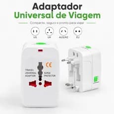 Adaptador Universal de Viagem 4 em 1, Plugue Internacional US UK EU AUS/NZ, Compacto com Trava de Segurança para