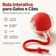 Bola Interativa para Gatos e Cães com Luz LED, Brinquedo Inteligente USB-C