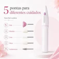 Lixa Elétrica de Unha Sem Fio, Kit Manicure e Pedicure Profissional com 5 Pontas, Polidor Portátil para Cuidados das Unh