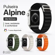 Pulseira Alpine de Nylon para Smartwatch 38/42mm, Ajustável, Leve e Respirável, Fecho Metálico, Várias Cores