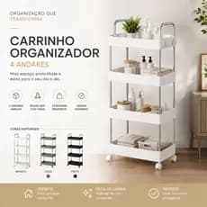 Carrinho Organizador Multiuso com Rodinhas 4 Níveis Aço Inox