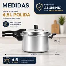 Panela de Pressão Fechamento Externo 4,5L Alumínio Polido Fast