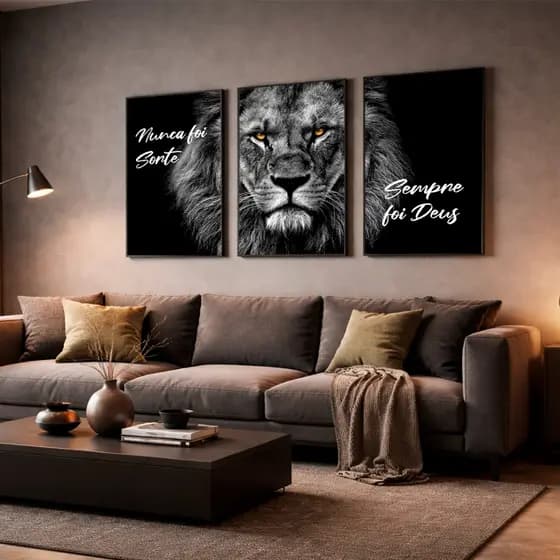 Quadro Decorativo Leão De Judá 50x90 Nunca Foi Sorte Sempre foi Deus