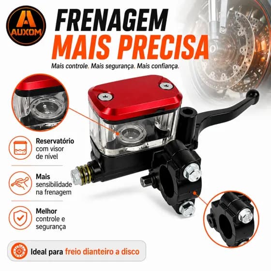 AUXOM Burrinho de Freio Esportivo Universal Cilindro Mestre 22mm para Moto CG Titan Fan Bros CB Twister