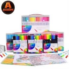 12/24/36/60/80/ Cores Canetas Coloridas Kit 2 em 1 Brush Lettering e Ponta Fina Dual Pen Canetinha Colorir Desenho AUXOM