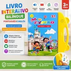 Livro Infantil Bilíngue Português Inglês AUXOM 3+ Anos | Interativo com Som Educativo