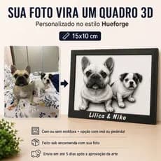 Quadro Personalizado 10x15 Foto em 3D Preto e Branco Estilo Hueforge