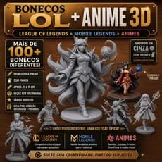 Boneco League of Legends ou Mobile e Anime Para Pintura Escolha Personagem Cinza Primer
