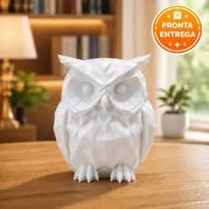 Estátua Decorativa de Coruja Poligonal Moderna para Mesa e Decoração