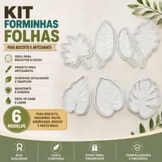 Forminhas para Biscoito e Artesanato Kit Folhas 7 peças Cortadores 3D