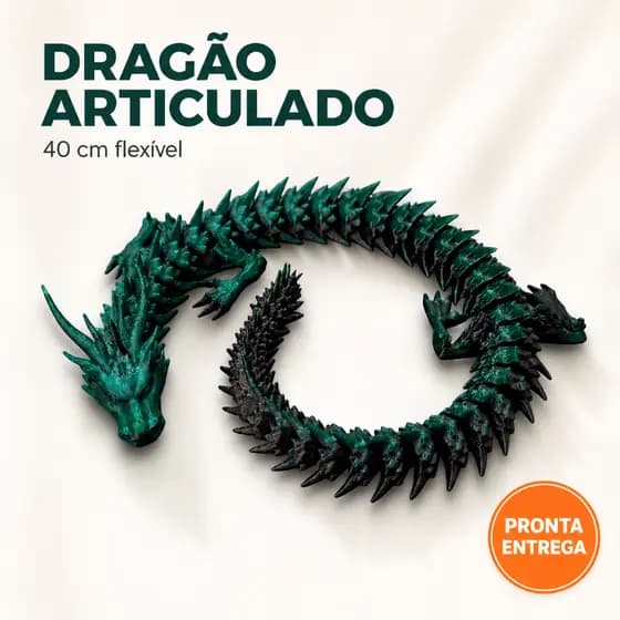 Dragão Articulado 40cm Flexível Decorativo Fidget Antiestresse