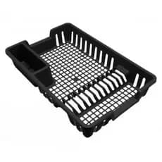Escorredor de Louças Preto Black Premium Resistente 12 Pratos com Porta Talheres Cozinha