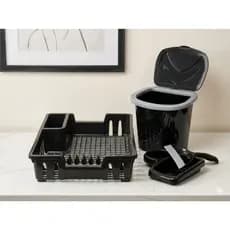 Kit Organização Cozinha 4 Peças Escorredor de Louça Lixeira 3L Porta Detergente e Rodinho Premium