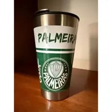 Copo Termico Inox Personalizado - Palmeiras - Tampa Abridor