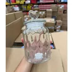 Pote Hermético de Vidro com Tampa de Coração - Design Elegante | 620ML 900ML 1000ML