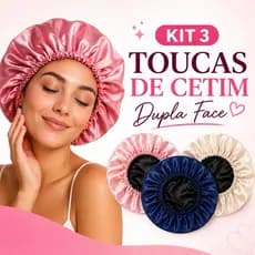 Kit 3 Toucas de Cetim Dupla Face Antifrizz | Protege o Cabelo ao Dormir