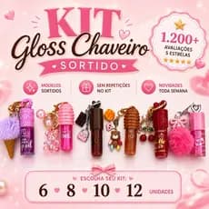 Kit Gloss Chaveiro Sortidos 6 8 10 12 Unidades Lembrancinha Infantil Menina Festa