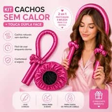 Modelador de Cachos Sem Calor + Touca Cetim 2 em 1 (Dormir e Acordar Pronta)