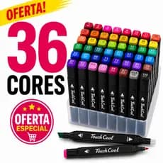 Canetinha Touchcool 36 Cores Profissional Álcool Dupla Ponta Marcador Artístico Desenho Ilustração