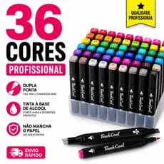 Kit Canetinha Touchcool 36 Cores Marcador Profissional Dupla Ponta Álcool