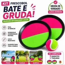 Brinquedo Frescobol Infantil Bate E Gruda Velcro Praia Kit Raquete