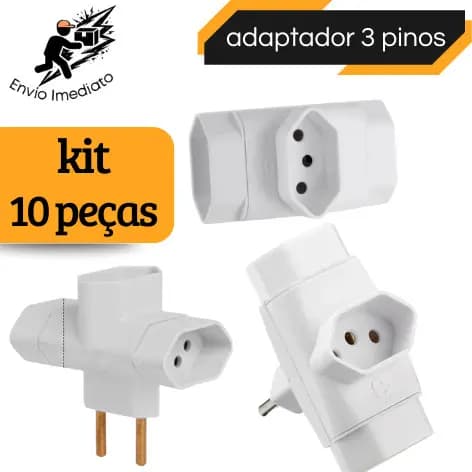 Adaptador de Tomada Benjamin 3 PINOS Formato T de 10A