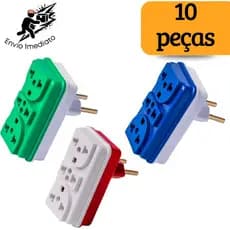 Adaptador de Tomada T Colorido Benjamin 3 Entradas Prime Bivolt Universal 10A e 20A