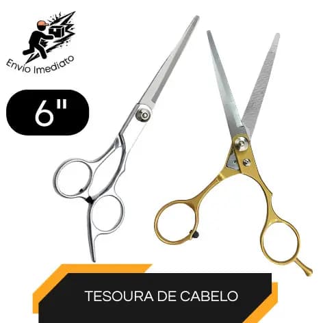 Tesoura de Cabelo para Cabeleireiro Profissional 6" Aço Inoxidável Barbearia e Salão