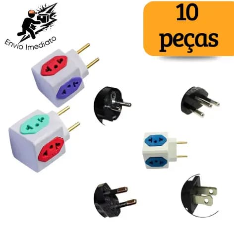 Adaptador de Tomada Cubo Colorido Prime 4 Entradas Bivolt Universal 10A e 20A