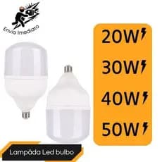 Lampada Led Bulbo 20w, 30w, 40w, 50w E27 Bivolt 6500K Branco Frio