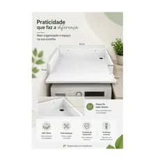Prateleira para Microondas MDF 53x41 cm Suporte de Parede Organizador de Cozinha Branca Fácil Instalação